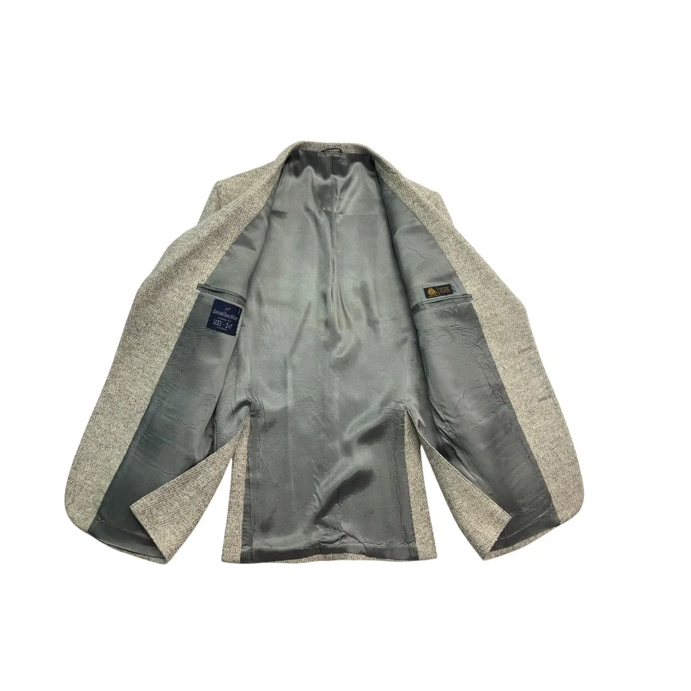 vtg Daniel Hechter 38R Gray Tweed Blazer Jacket Sport Suit Coat 100%‎ Wool